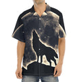 Full Moon Howling Wolf Print Aloha Shirt