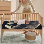 Full Moon Howling Wolf Print Baby Crib Sheet
