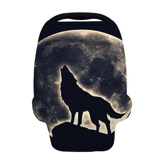 Full Moon Howling Wolf Print Baby Seat Cover