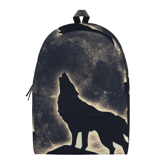 Full Moon Howling Wolf Print Backpack