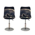 Full Moon Howling Wolf Print Bar Stool Covers