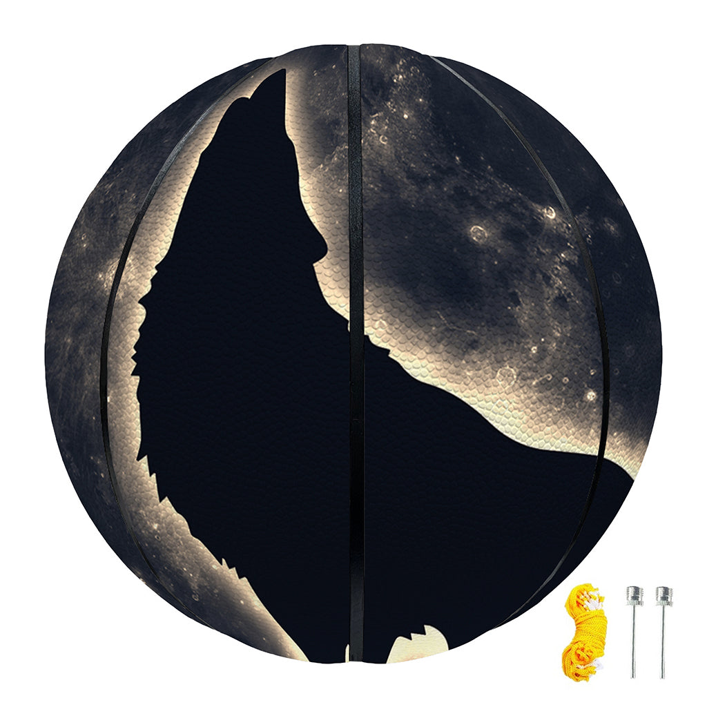 Full Moon Howling Wolf Print Basketball