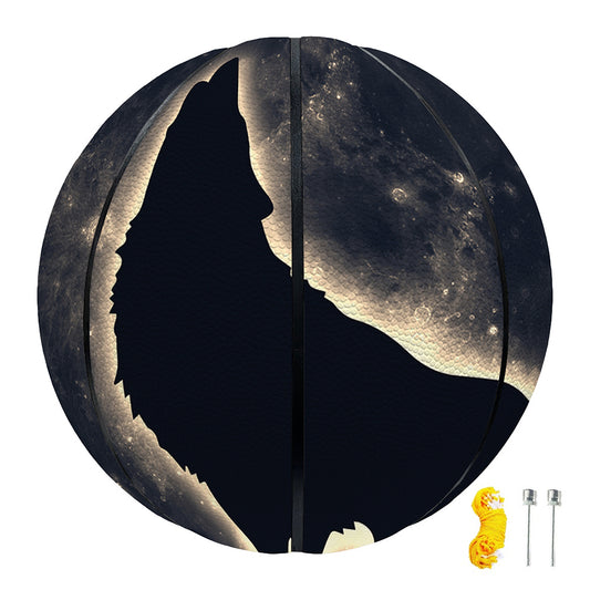 Full Moon Howling Wolf Print Basketball