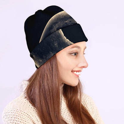 Full Moon Howling Wolf Print Beanie