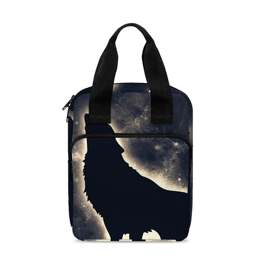 Full Moon Howling Wolf Print Bible Tote Bag