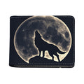 Full Moon Howling Wolf Print Bifold Wallet