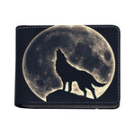 Full Moon Howling Wolf Print Bifold Wallet