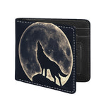 Full Moon Howling Wolf Print Bifold Wallet
