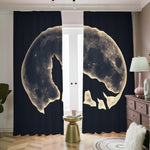 Full Moon Howling Wolf Print Blackout Pencil Pleat Curtains