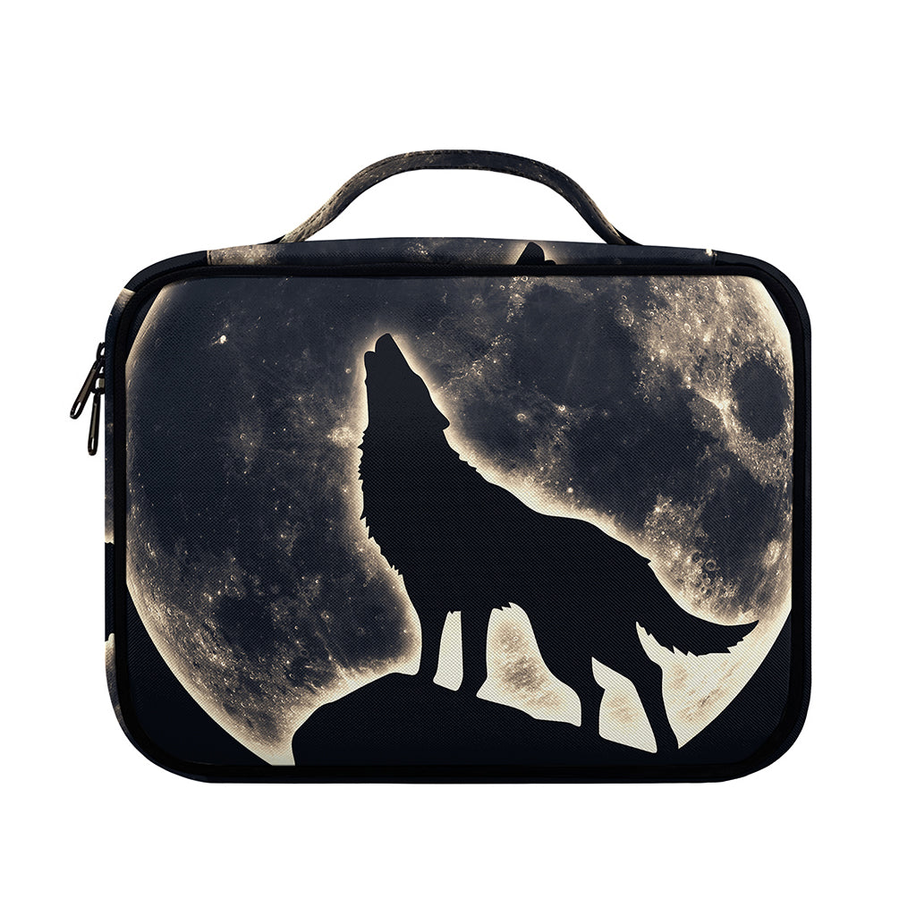 Full Moon Howling Wolf Print Briefcase Bible Bag