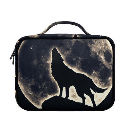 Full Moon Howling Wolf Print Briefcase Bible Bag