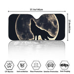 Full Moon Howling Wolf Print Car Windshield Sun Shade