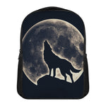 Full Moon Howling Wolf Print Casual Backpack