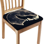 Full Moon Howling Wolf Print Chair Cushion Cover