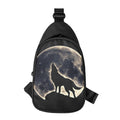 Full Moon Howling Wolf Print Sling Bag