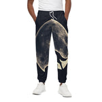 Full Moon Howling Wolf Print Cotton Pants
