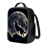 Full Moon Howling Wolf Print Crossbody Lunch Bag