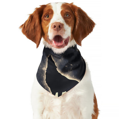Full Moon Howling Wolf Print Dog Bandana
