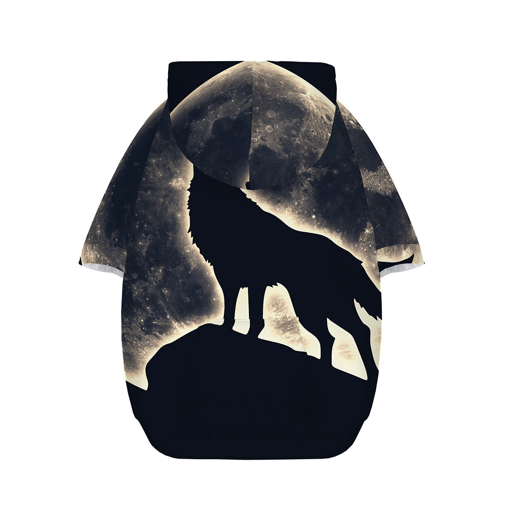 Full Moon Howling Wolf Print Dog Zip Up Hoodie