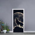 Full Moon Howling Wolf Print Door Sticker