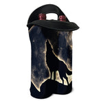 Full Moon Howling Wolf Print Double Neoprene Wine Tote