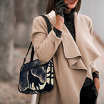 Full Moon Howling Wolf Print Double Strap Bible Bag