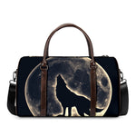 Full Moon Howling Wolf Print Duffle Bag