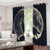 Full Moon Howling Wolf Print Extra Wide Grommet Curtains