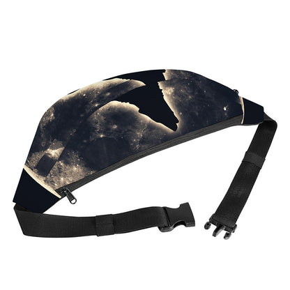 Full Moon Howling Wolf Print Fanny Pack