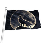 Full Moon Howling Wolf Print Flag
