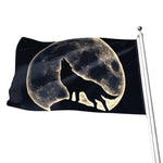 Full Moon Howling Wolf Print Flag