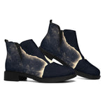 Full Moon Howling Wolf Print Flat Ankle Boots