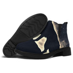 Full Moon Howling Wolf Print Flat Ankle Boots