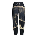 Full Moon Howling Wolf Print Fleece Lined Knit Pants