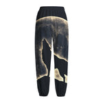 Full Moon Howling Wolf Print Fleece Lined Knit Pants