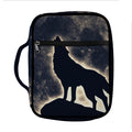 Full Moon Howling Wolf Print Front Pocket Bible Bag