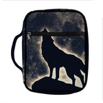 Full Moon Howling Wolf Print Front Pocket Bible Bag