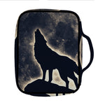 Full Moon Howling Wolf Print Front Pocket Bible Bag