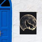 Full Moon Howling Wolf Print Garden Flag