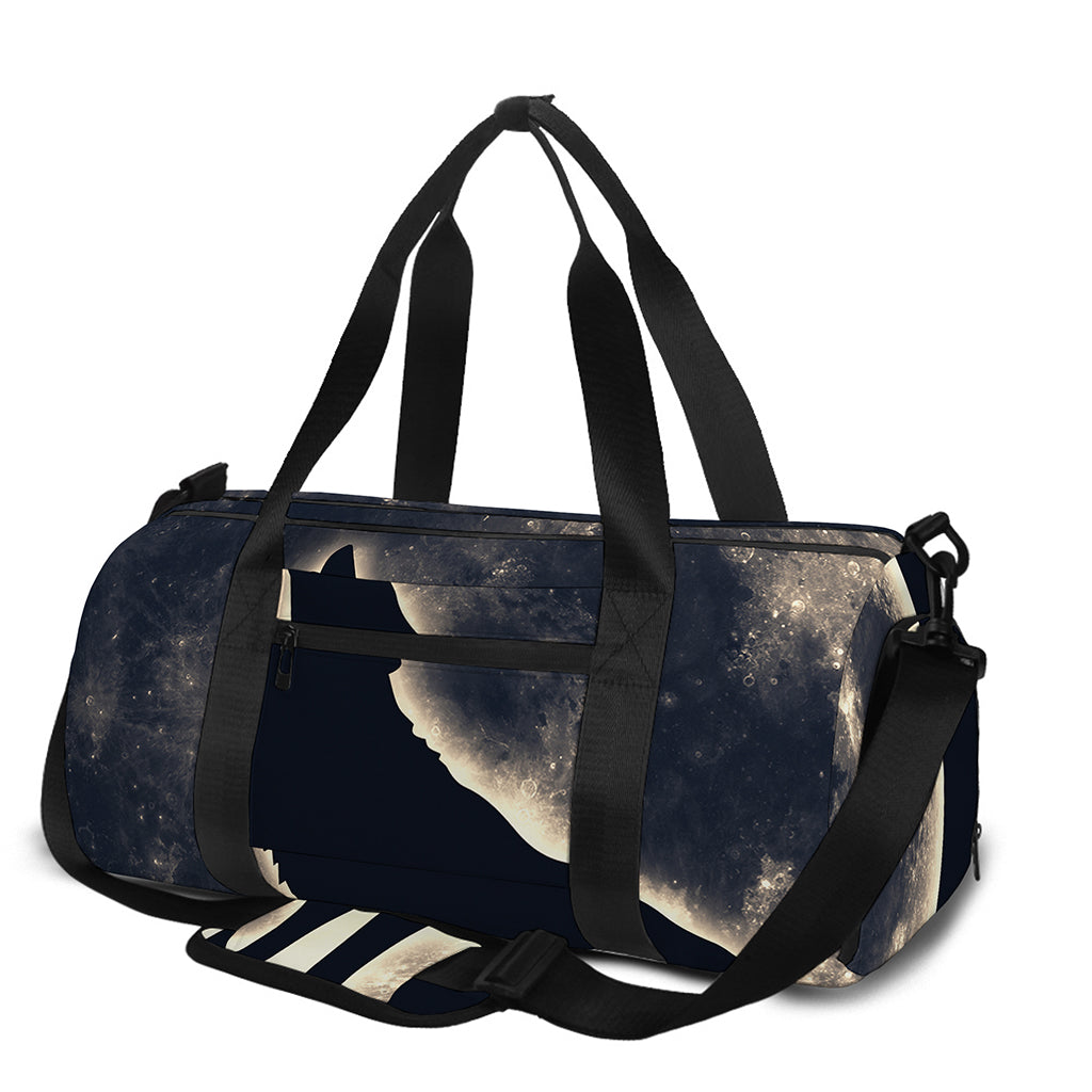 Full Moon Howling Wolf Print Gym Bag