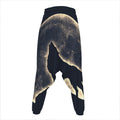 Full Moon Howling Wolf Print Hammer Pants