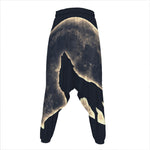Full Moon Howling Wolf Print Hammer Pants