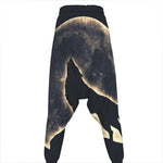 Full Moon Howling Wolf Print Hammer Pants