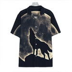 Full Moon Howling Wolf Print Hawaiian Shirt