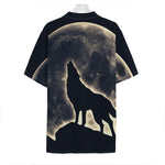 Full Moon Howling Wolf Print Hawaiian Shirt