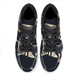 Full Moon Howling Wolf Print High Top Leather Sneakers