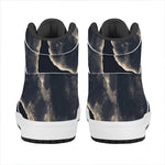Full Moon Howling Wolf Print High Top Leather Sneakers