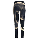 Full Moon Howling Wolf Print High-Waisted Pocket Leggings