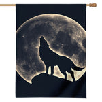 Full Moon Howling Wolf Print House Flag