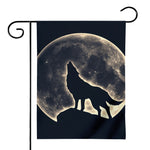 Full Moon Howling Wolf Print House Flag